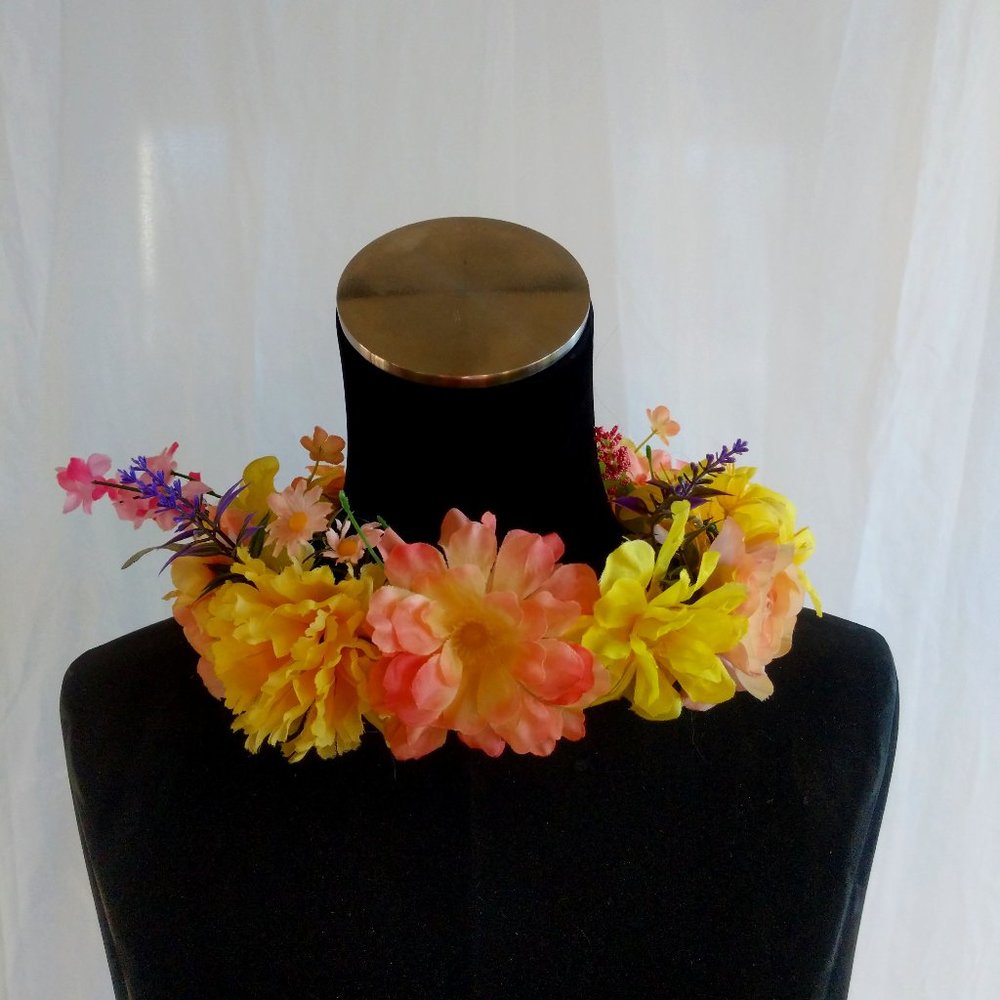 Tropical Beauty Flower Crown Peach and Yellow Spring Fairy Crown